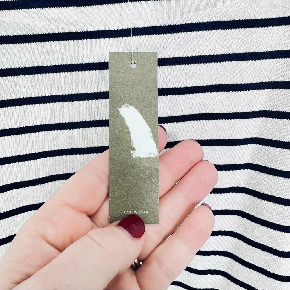 J. Crew Blouse Pearl Fringe Striped Long Sleeve Cropped‎ Top Feminine Size S NWT - Image 4