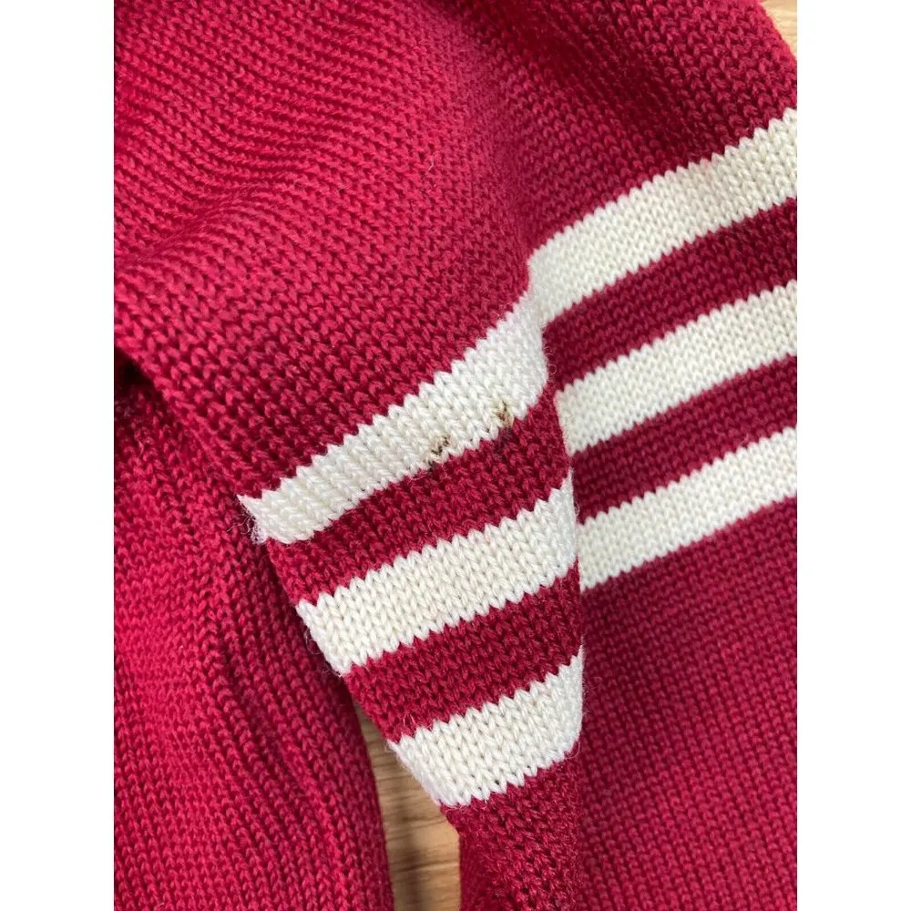 *Vtg Dehen Highschool Letterman Cardigan Sweater Red 100% Wool Letter Pockets Sm - Image 4