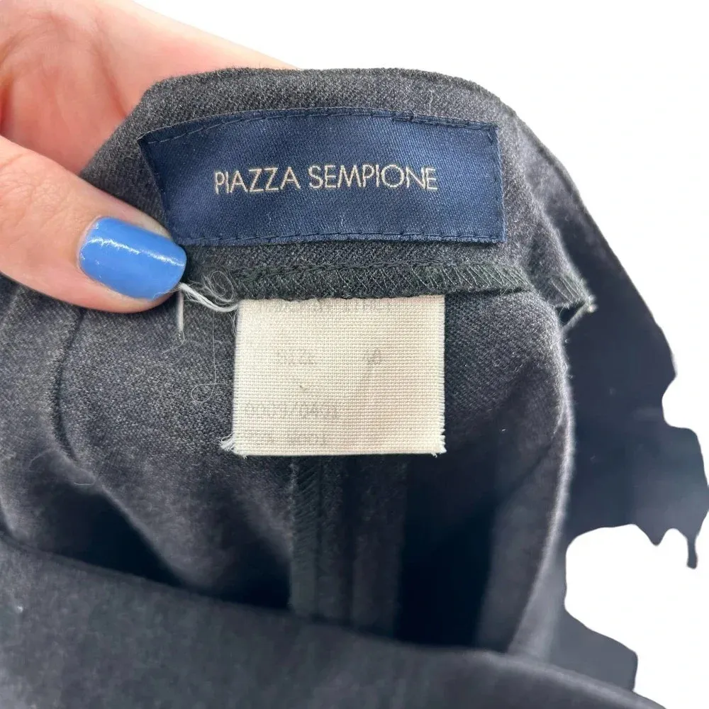 Piazza Sempione Charcoal Gray High Waist Wool Trouser Pants Size 48 US 12 - Image 6