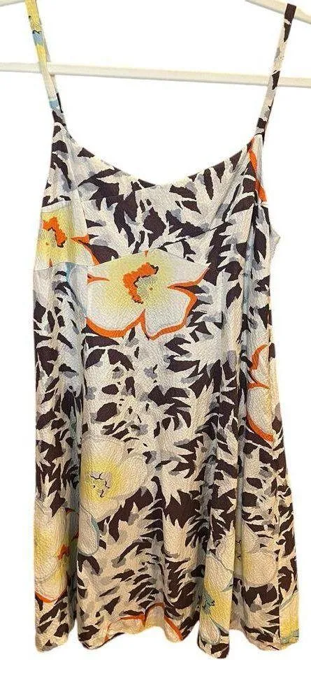 HD in Paris Anthropologie Women 2 Silk Dress Fern & Flower Flowy Slip Dress Boho - Image 2
