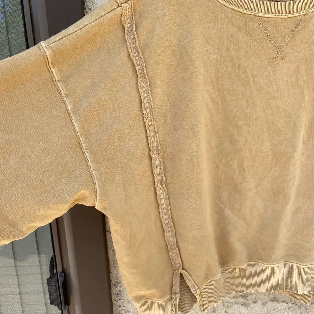 American Eagle Size Small Boho Light brown cream oversized long sleeve - Image 9