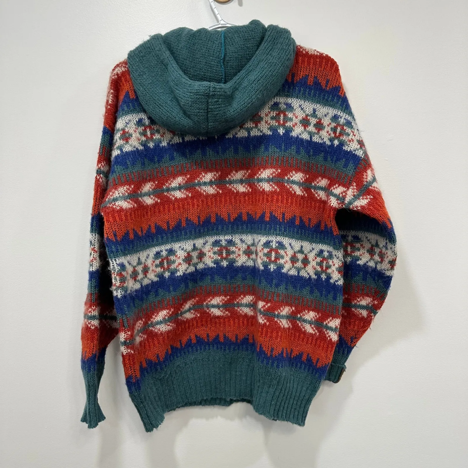 EVA Vintage Wool Sweater Hood Fairisle Knit‎ Womens Large Colorful Bright Maine - Image 4
