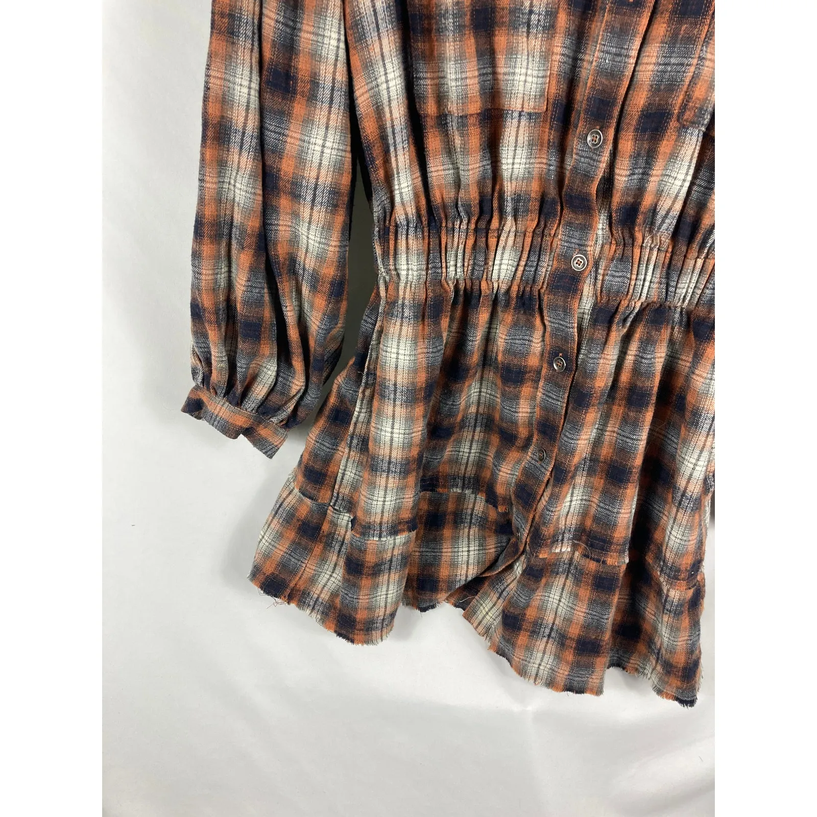 FATE Plaid Fringe Mini Dress Size Small Brown - Image 2