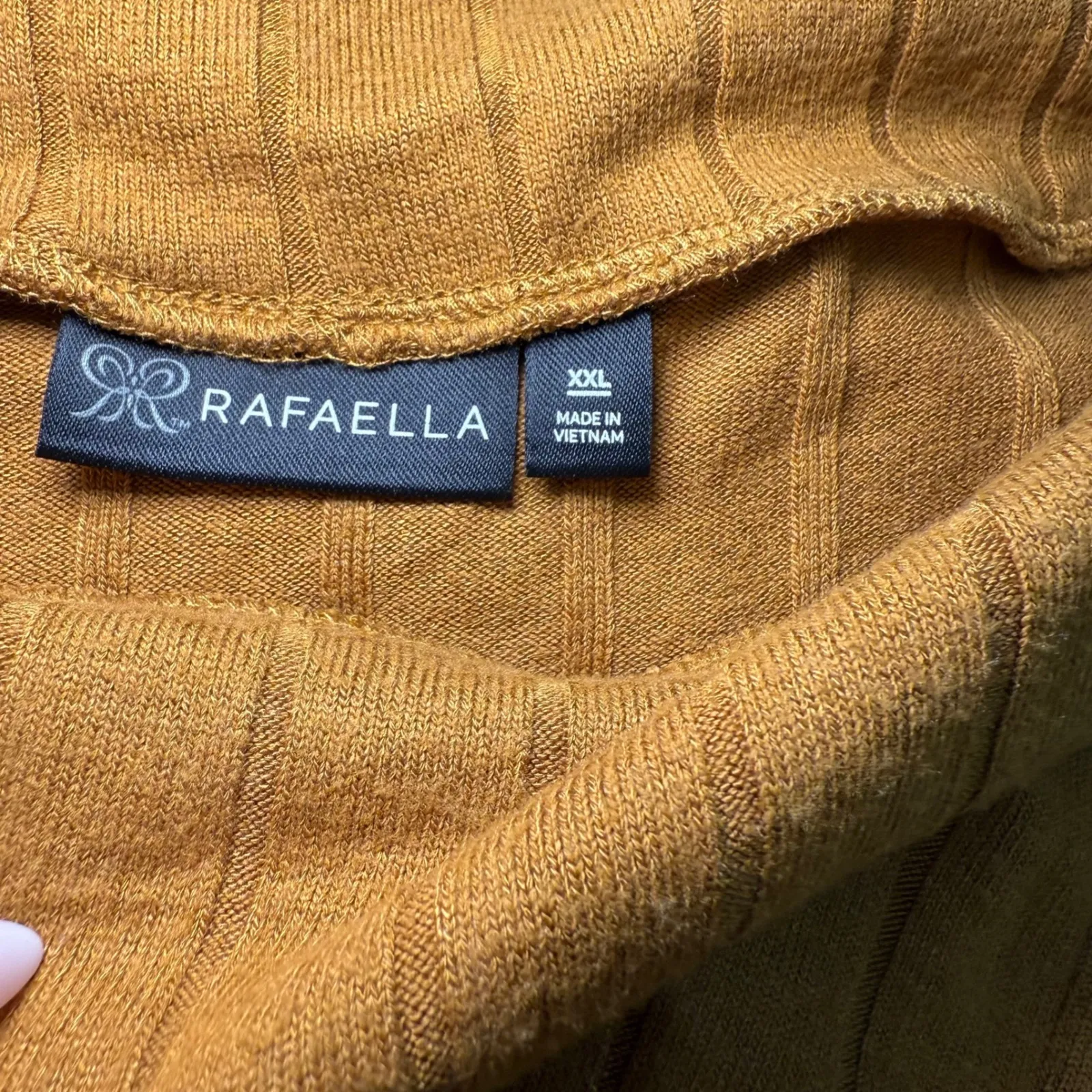 Rafaella XXL Ribbed Knit Cowl Neck Button Accent Long Sleeve Tunic Top - Image 4