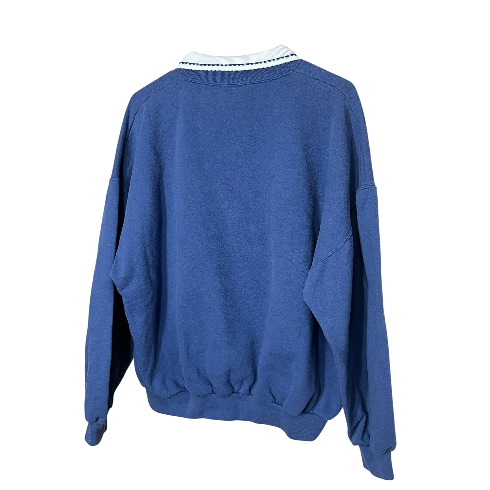 Top Stitch By Morning Sun Embroidered Snowman Crewneck Collared Sweatshirt XL Blue - Image 6