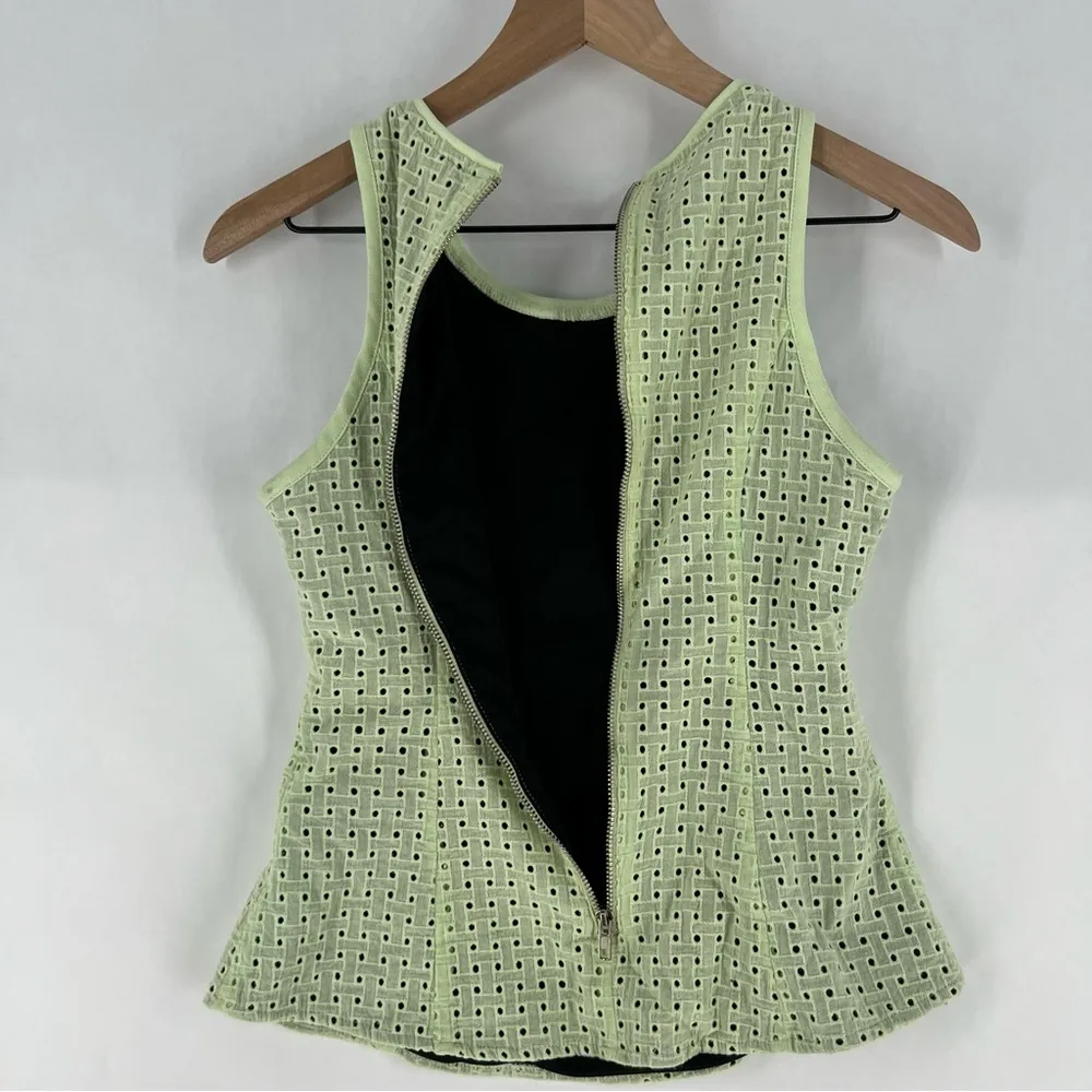Sugar Lips Cotton Mint Green Eyelet Tank Top Exposed‎ Zipper Back Feminine - Image 9