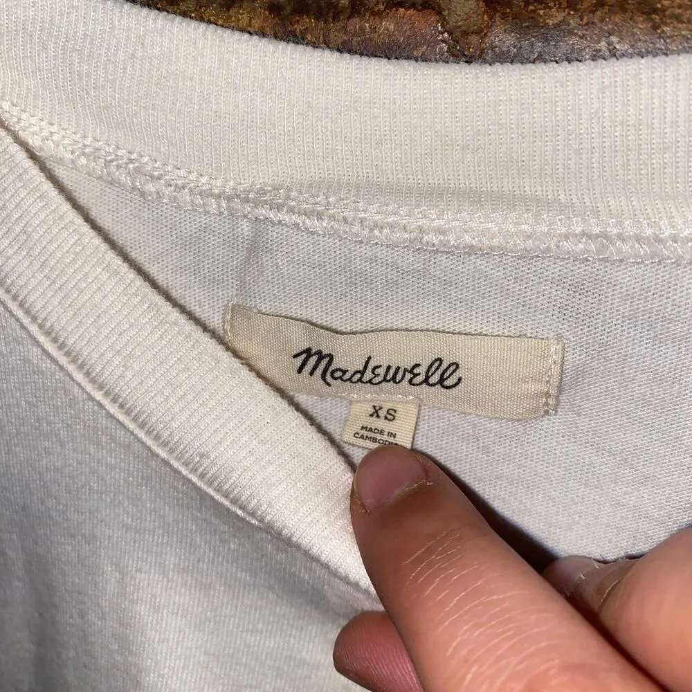 Madewell Cream (Re)sourced Cotton Long Sleeve Newville Tee Women's Size XS - Image 4