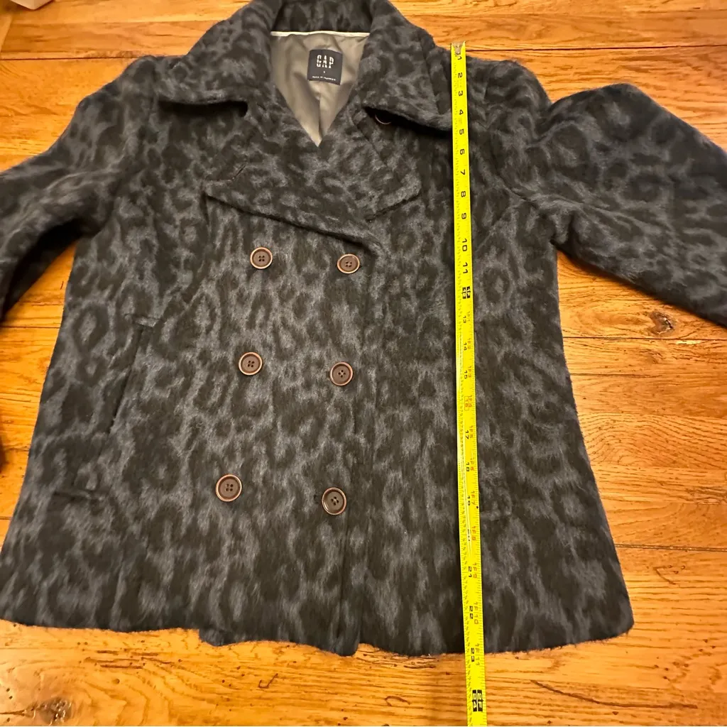 Gap  Wool Blend Leopard Print Pea Coat Large EUC - Image 6