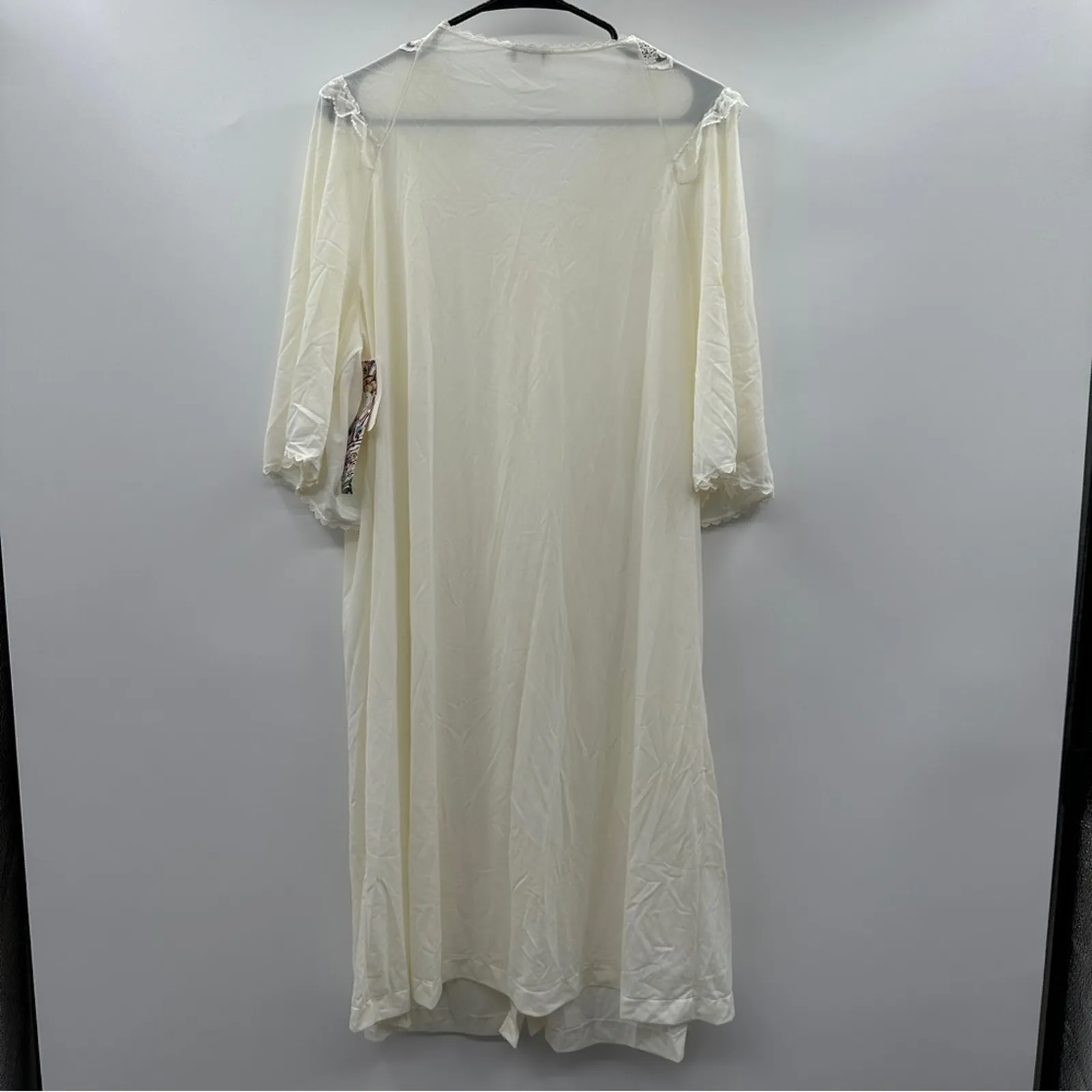 Vintage 70's Lorraine Off White Lace Prairie Cottagecore Button Nightgown‎ Sz L Size L - Image 4