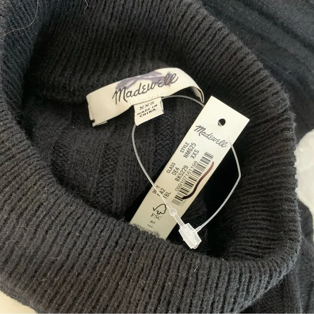 NWT Madewell Mockneck Crop Sweater True Black - Image 4