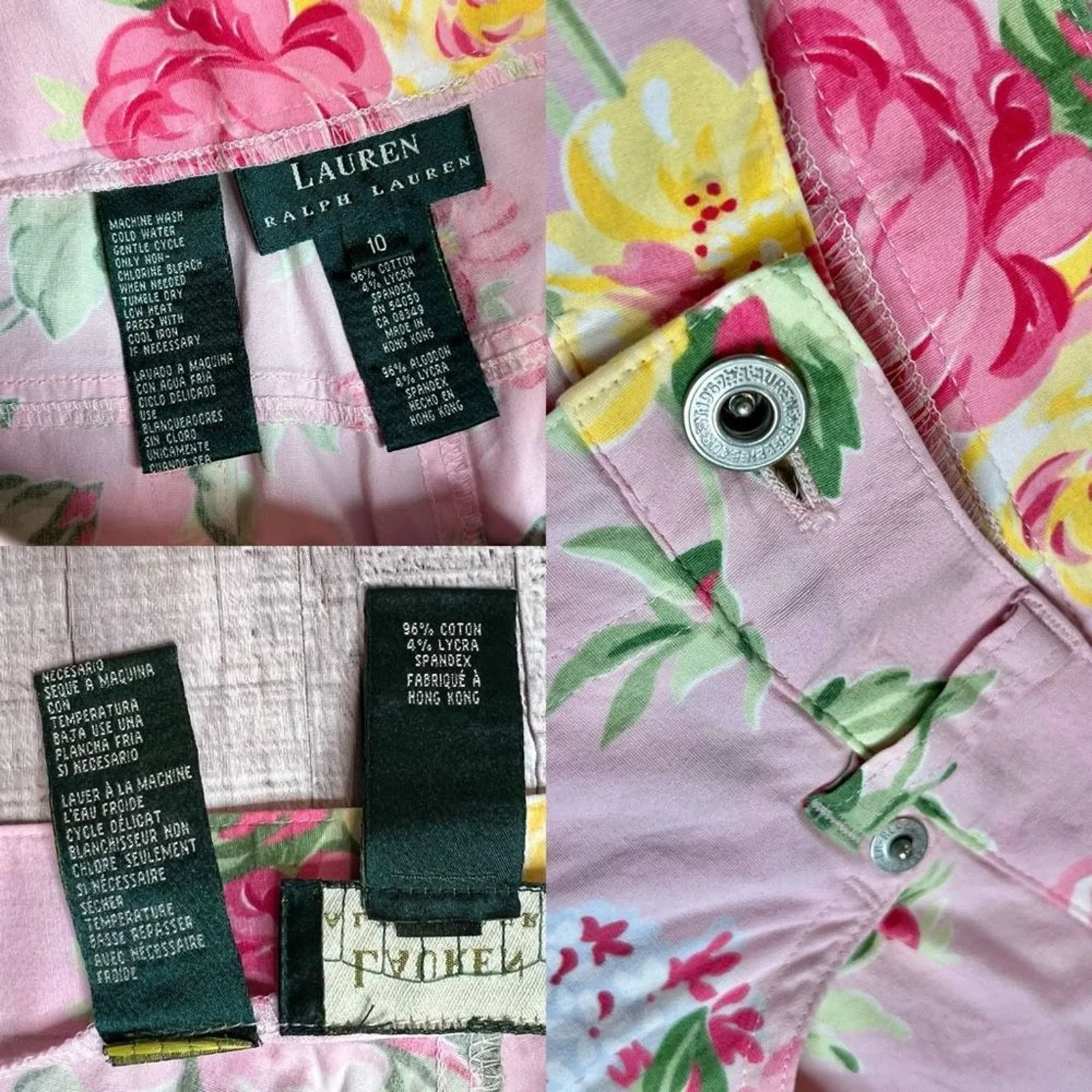 Lauren Ralph Lauren Pink Floral Flat Front Cropped Pant 10 Cottage Flower Spring - Image 10