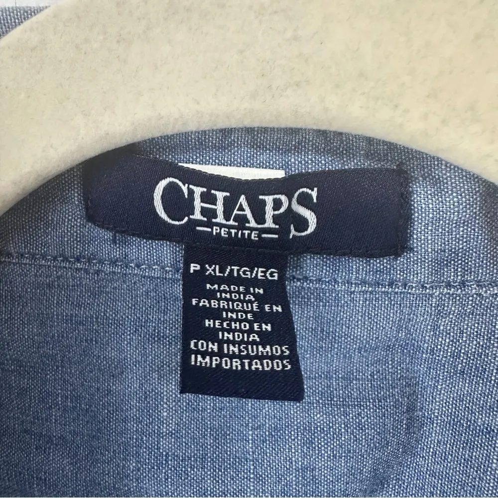 Chaps Women's Denim Jean Long Sleeve Button Front Shirt 100% Cotton Petite XL - Image 4