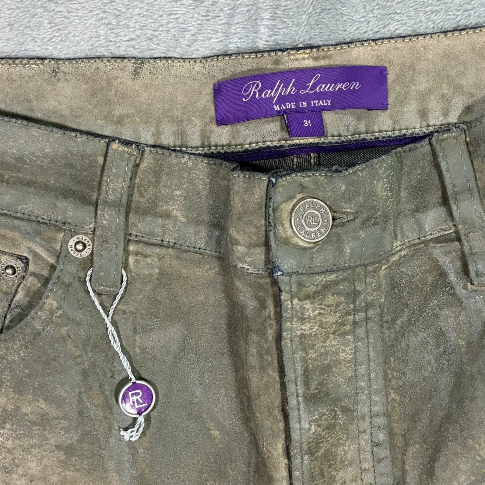 NWOT Ralph Lauren Purple Label Distressed 750 Straight Ankle Jean Size 31 - Image 4