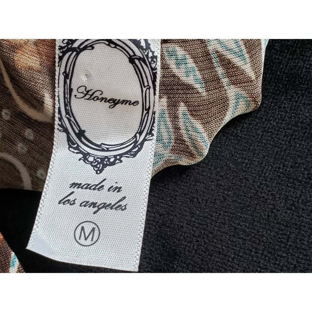 Honeyme Sheath Dress Womens Size Medium Brown & White Long Sleeve Boat Neck - Image 3