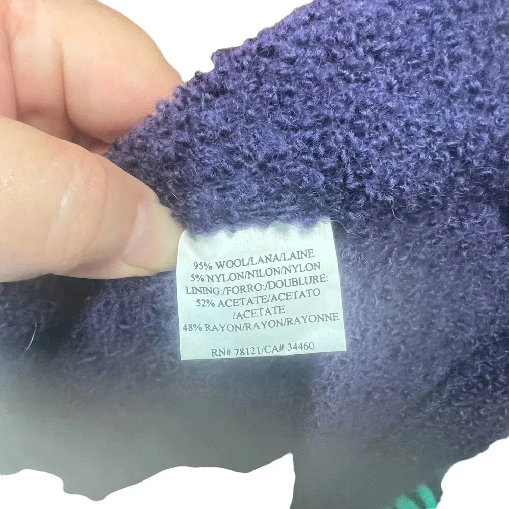 Eileen Fisher Dark Purple‎ Short Teddy Jacket Coat Size Medium - Image 8