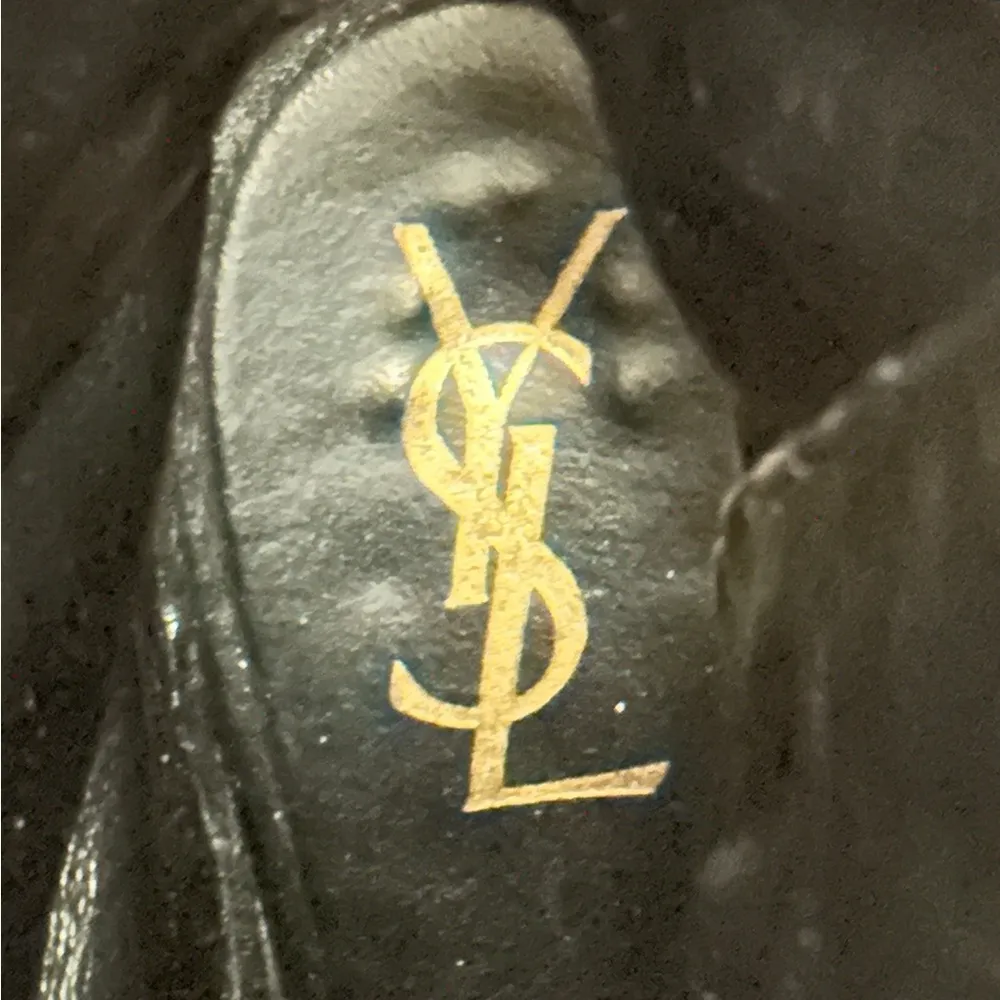 Saint Laurent YSL Vintage Tall Leather Buckle Wedge Boots Size 39/9 Black - Image 5