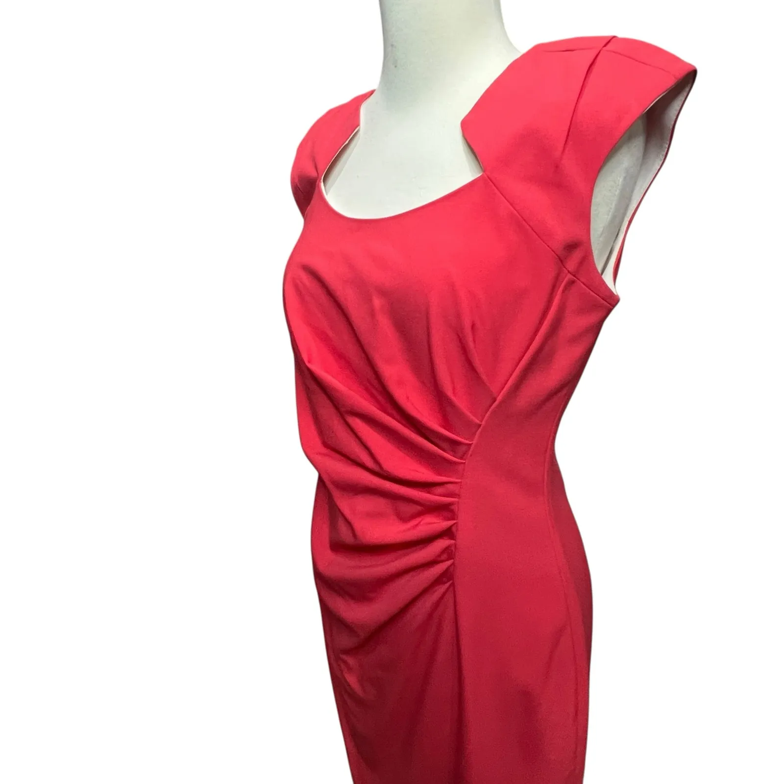 Calvin Klein Sheath Dress Womens 6 Red Orange Horseshoe Neck Lined Career Office - Image 3