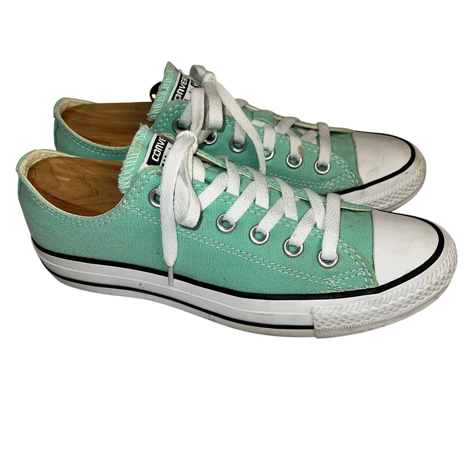 Converse All Star Low Top Turquoise Chuck Taylor Sneakers Lace Up Size 7 - Image 2