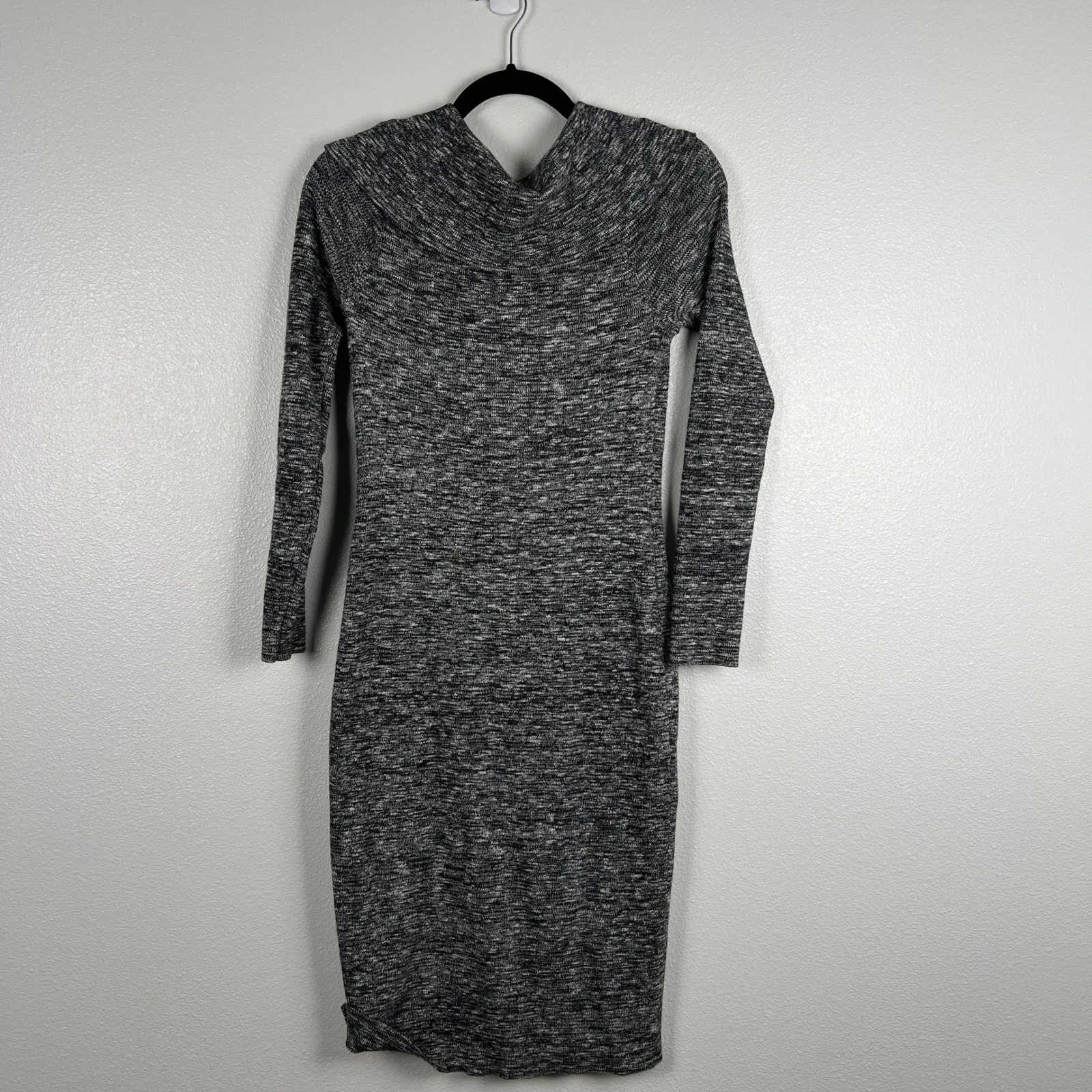 Anthropologie Moth Women's Long Sleeve Knit Cowl Neck Sweater Dress Sz S Gray - Image 6