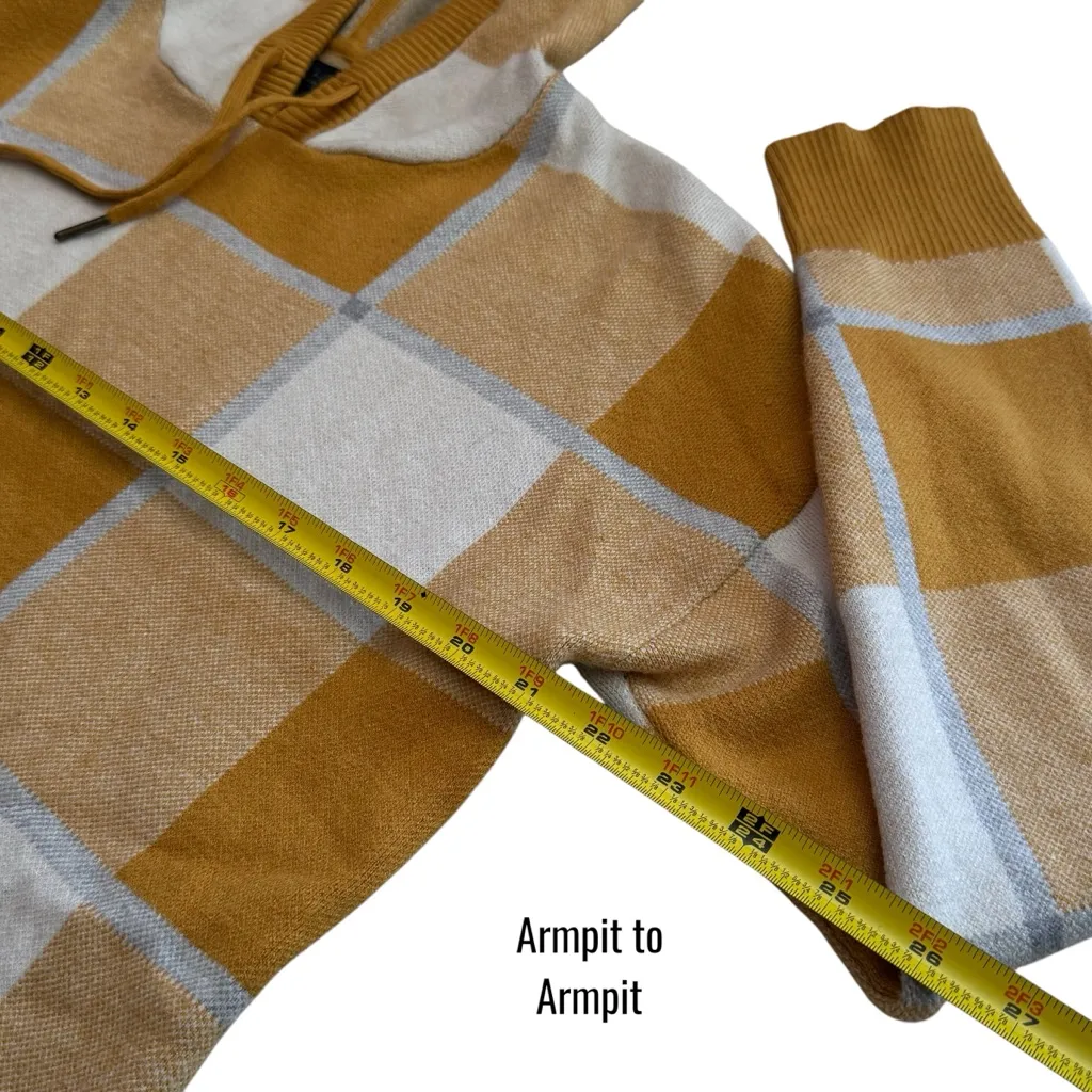 Rachel Roy Mustard Yellow Plaid Hooded Long Sleeve Cozy Holiday Size L Size L - Image 8