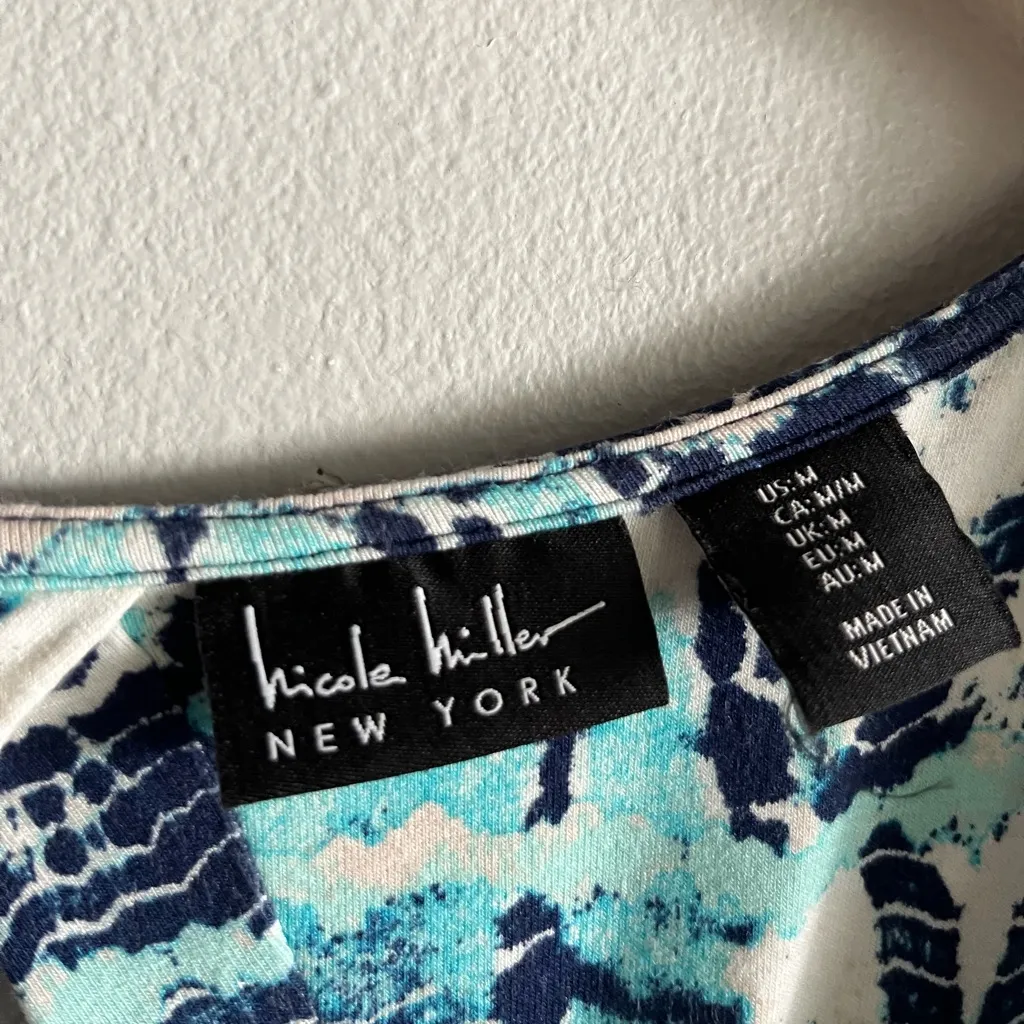 Nicole Miller New York Blue Aqua Abstract Print Sleeveless Maxi Dress M - Image 5