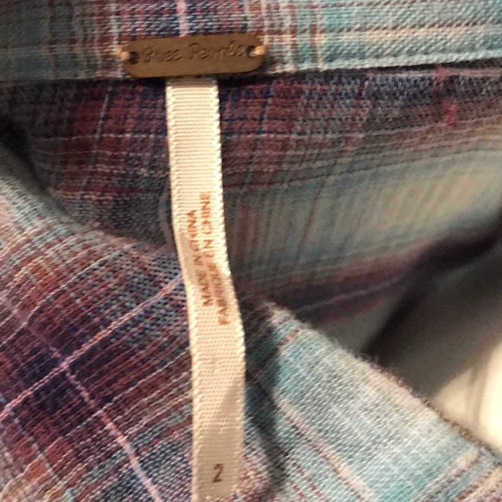 Free People cotton loose plaid flowy button down - Image 5