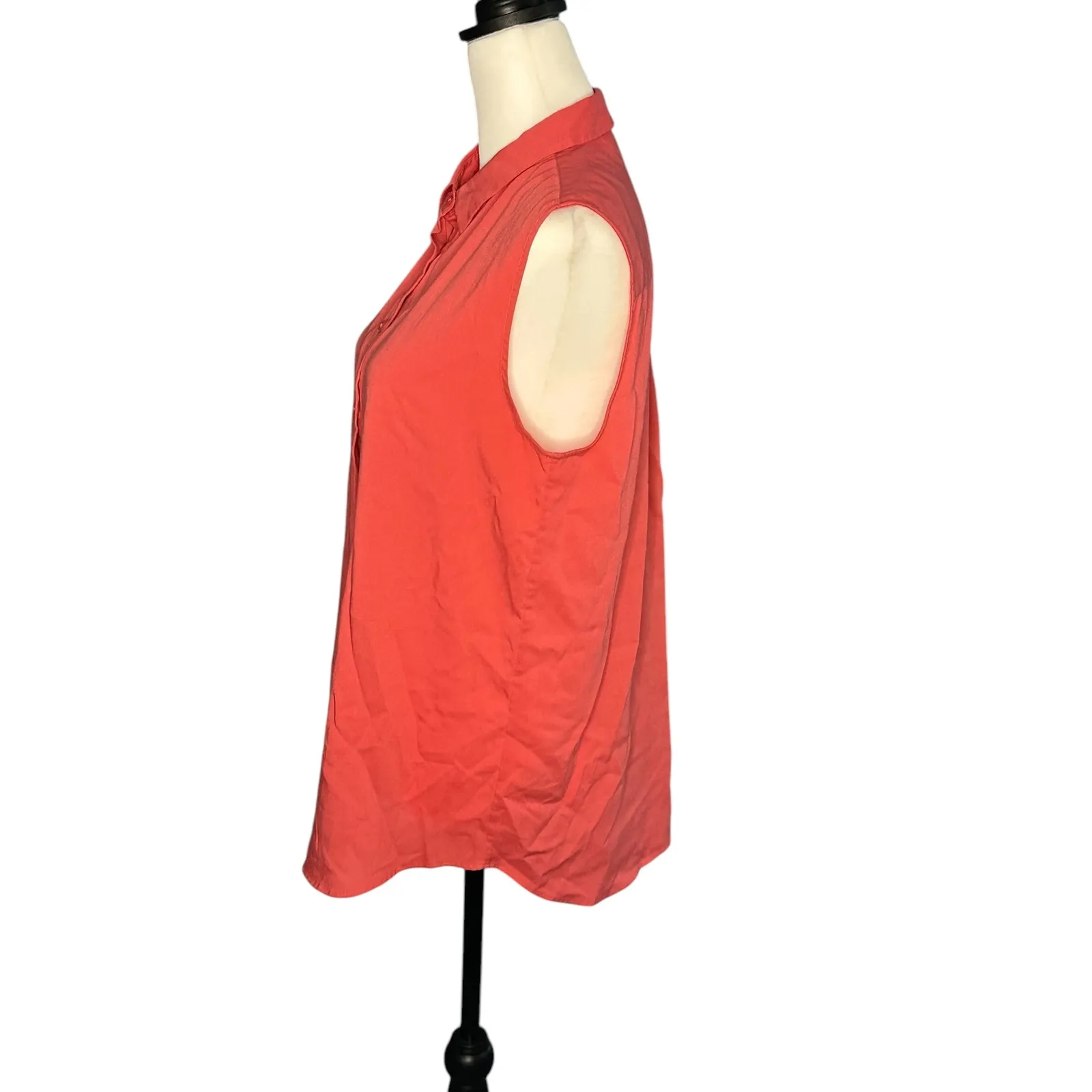 Uniqlo Women's Button Down Top Large Pink Coral - Image 2