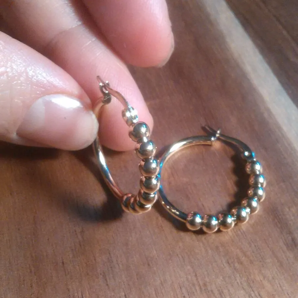 Ion Plated Yellow Gold Stainless Steel Hoop Earrings - Image 7