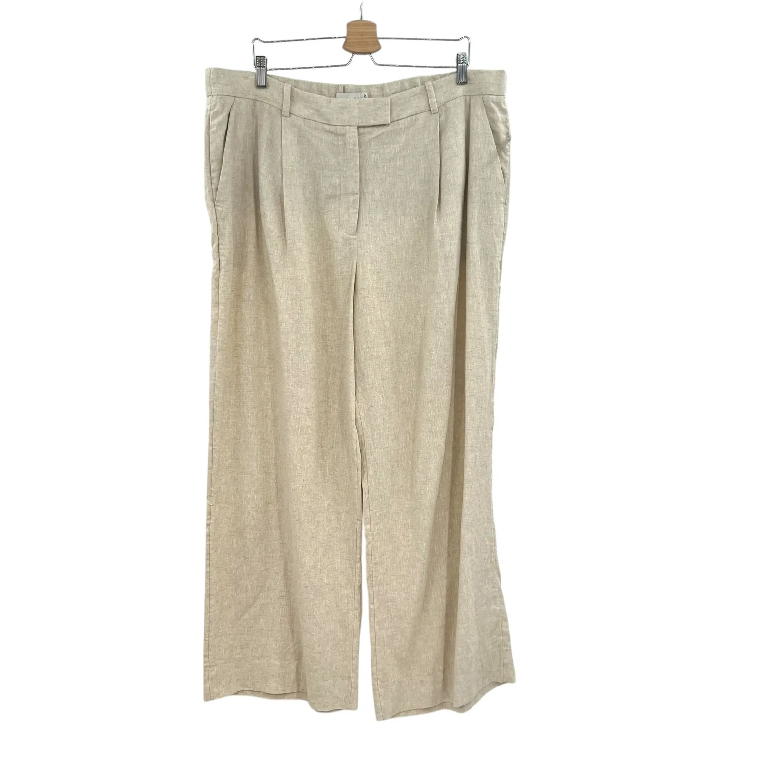 Abercrombie & Fitch Sloane Trouser Pants Linen Blend Khaki Tan Beige Size 34 18R - Image 3