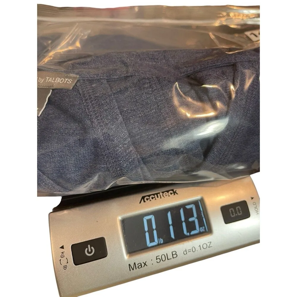 T By Talbots Soft Jersey Knit Heathered Blue Cap Sleeve Athleisure Dress L NWT - Image 12