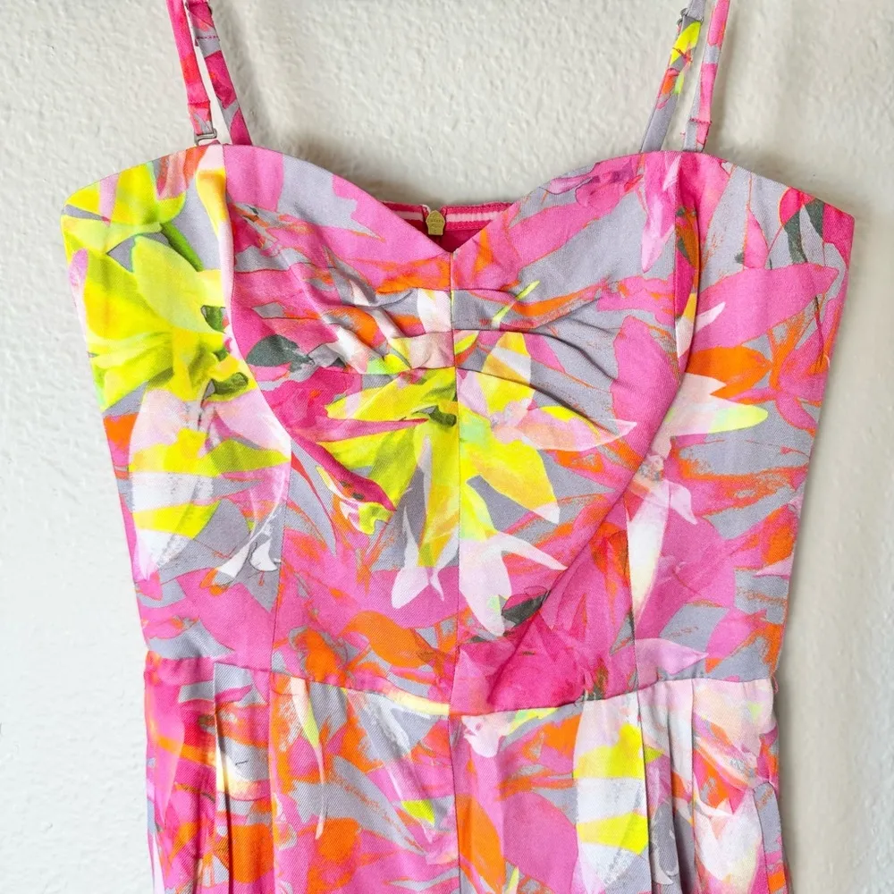 Trina Turk  Pink Orange Marcel convertible Strapless Romper Size 6 - Image 4