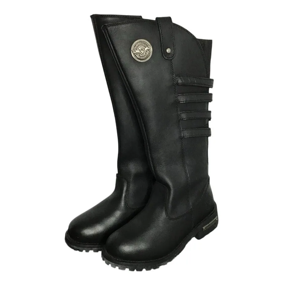 Milwaukee Leather Women's Moto Biker Boots Black Buckle Leather Size 8 - Image 2