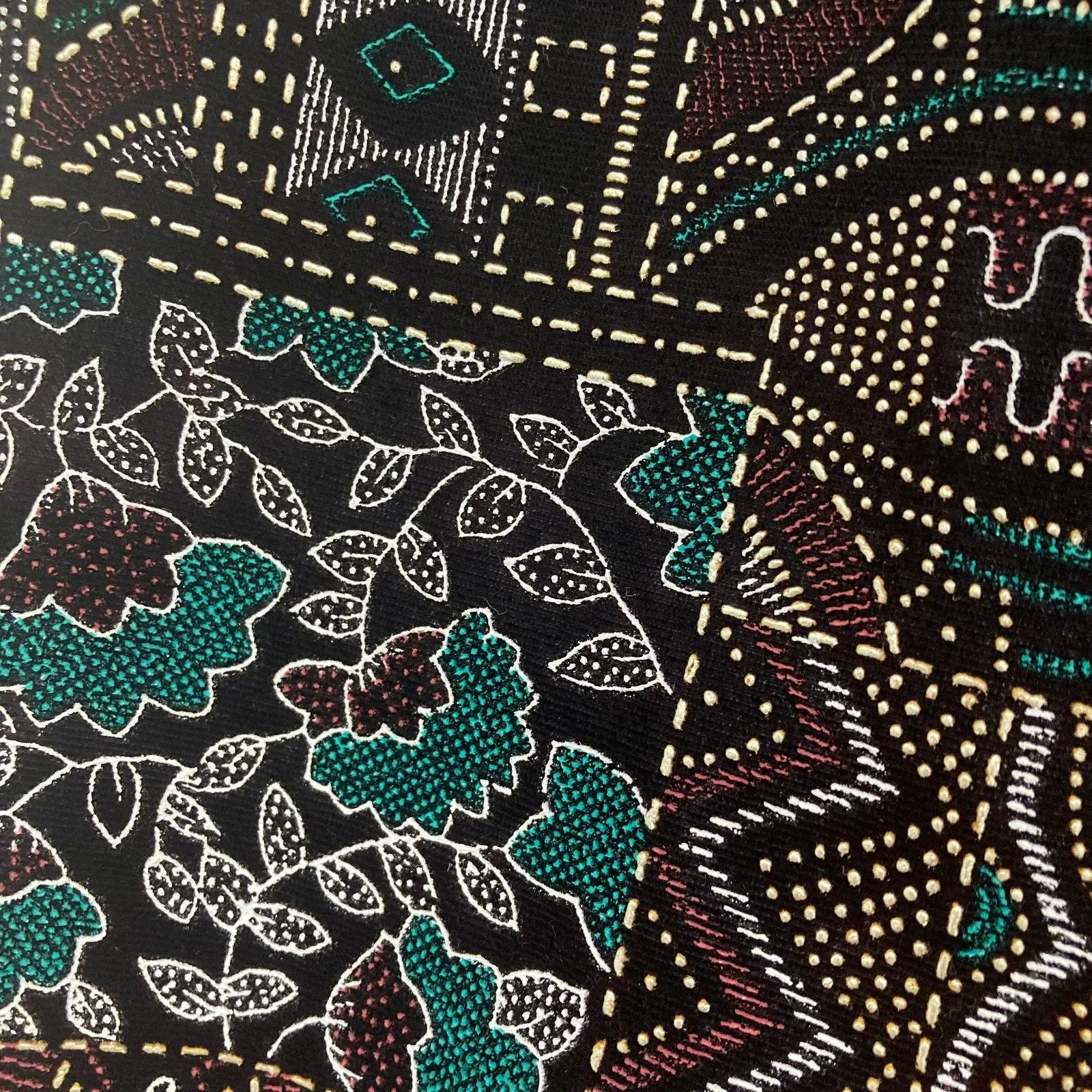 Vintage Michele Leslie Black Velvet Vest M Tribal Print Retro Unique - Image 11