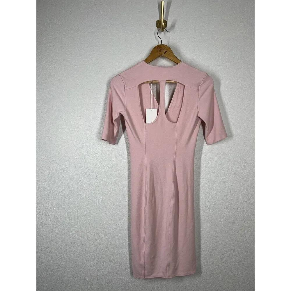 Helmut Lang Light Pink Mini Dress Size Small S Gala Knit Cutout Back - Image 6