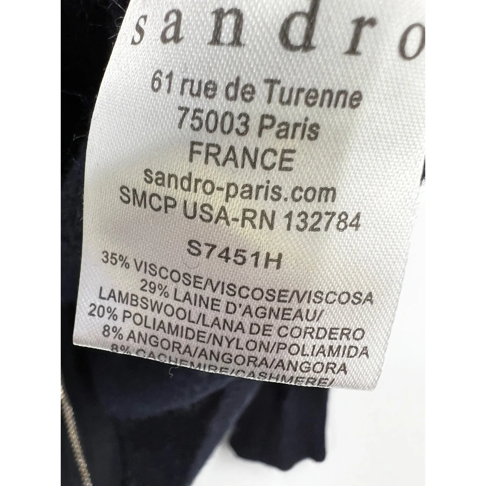 Sandro Women's Back Zip‎ Pullover Sweater Stretch Long Sleeve Black Size 1 - Image 4