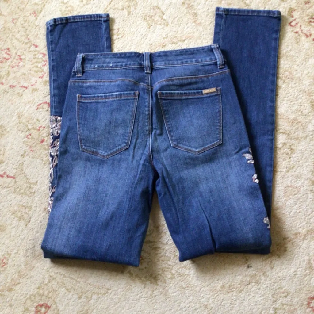 WHBM Sequin Lace Jeans The Slim sz 2 EUC - Image 8