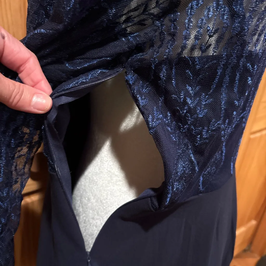 Alter’d State navy blue lace, long-sleeve, fit-and-flare mini dress women’s L - Image 7