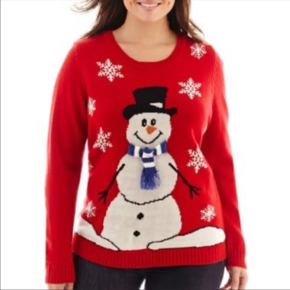 Carolyn Taylor Red Ugly Christmas Sweater Frosty Snowman Sweater Size L - Image 6