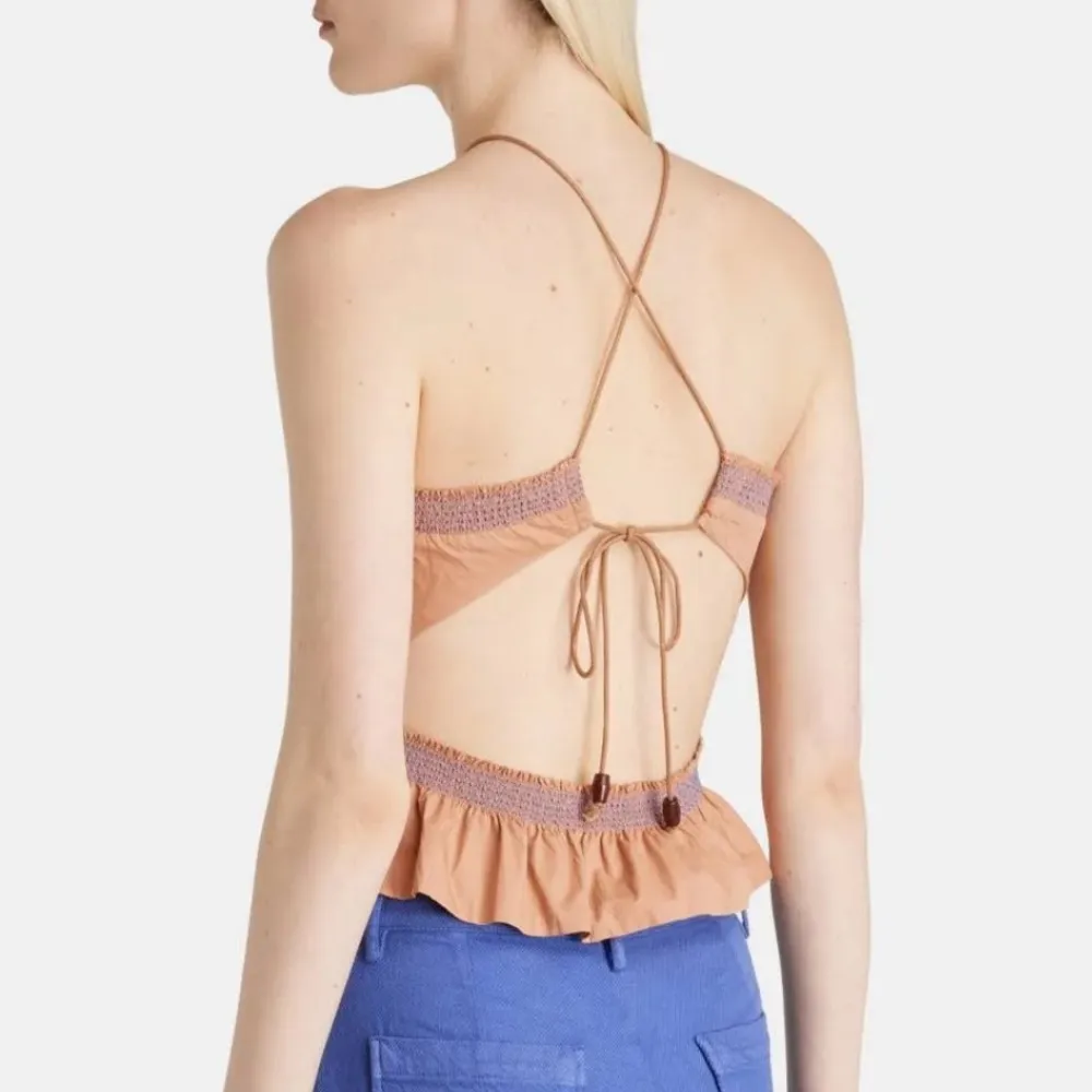 Sessùn Navi Smocked Crop Halter Tank in Chamotte Size M - Image 3