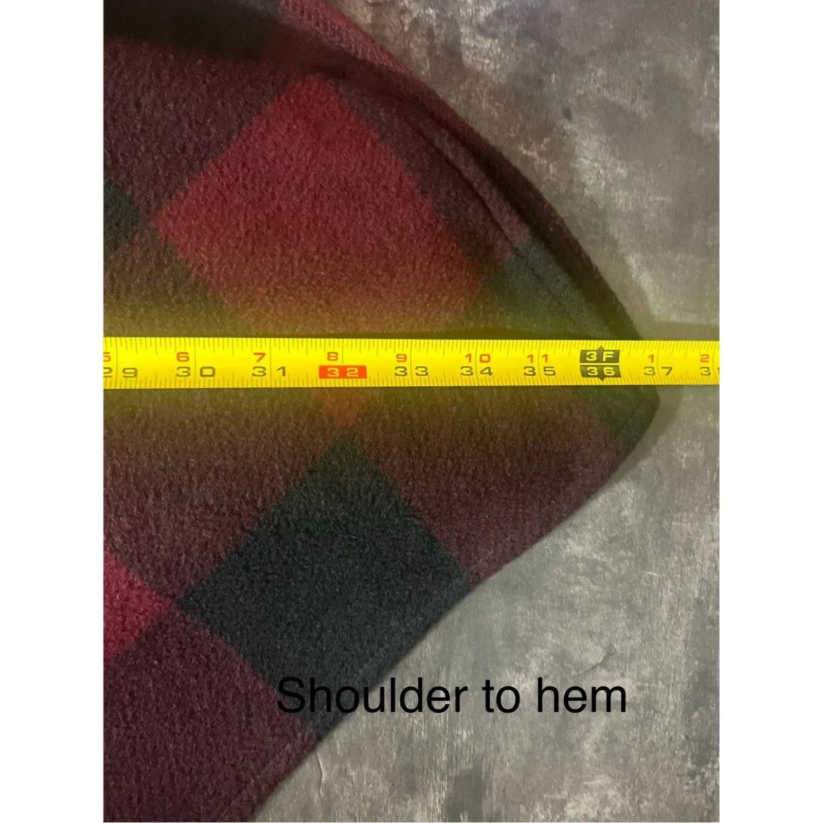 Le Moda One Size Buffalo Plaid Fleece Poncho Pullover Button Warm Cozy - Image 4