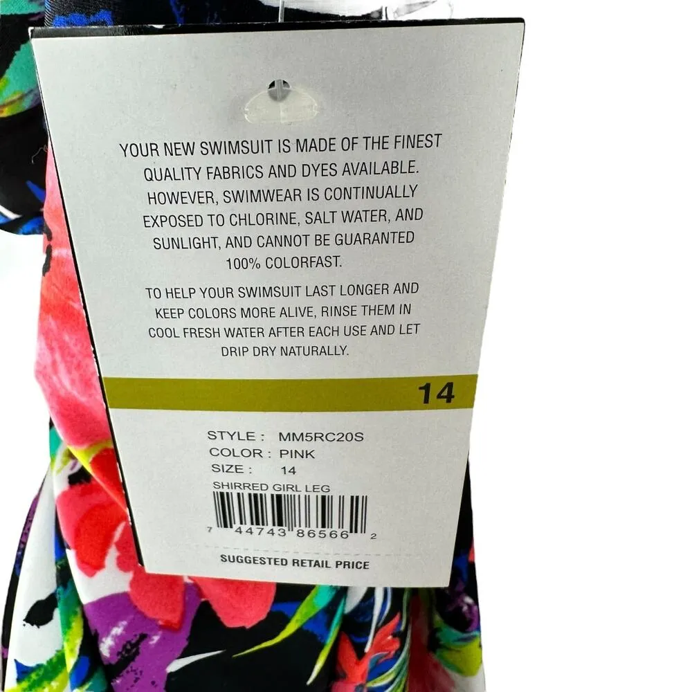 Maxine of Hollywood Multicolor Floral Tummy Control Trimming Swimsuit Size 14 - Image 3