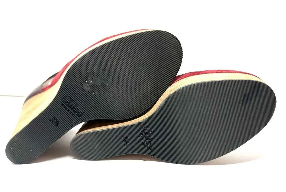 CHLOE leather and suede platform wedges, made in Italy, size 39.5 - Image 13