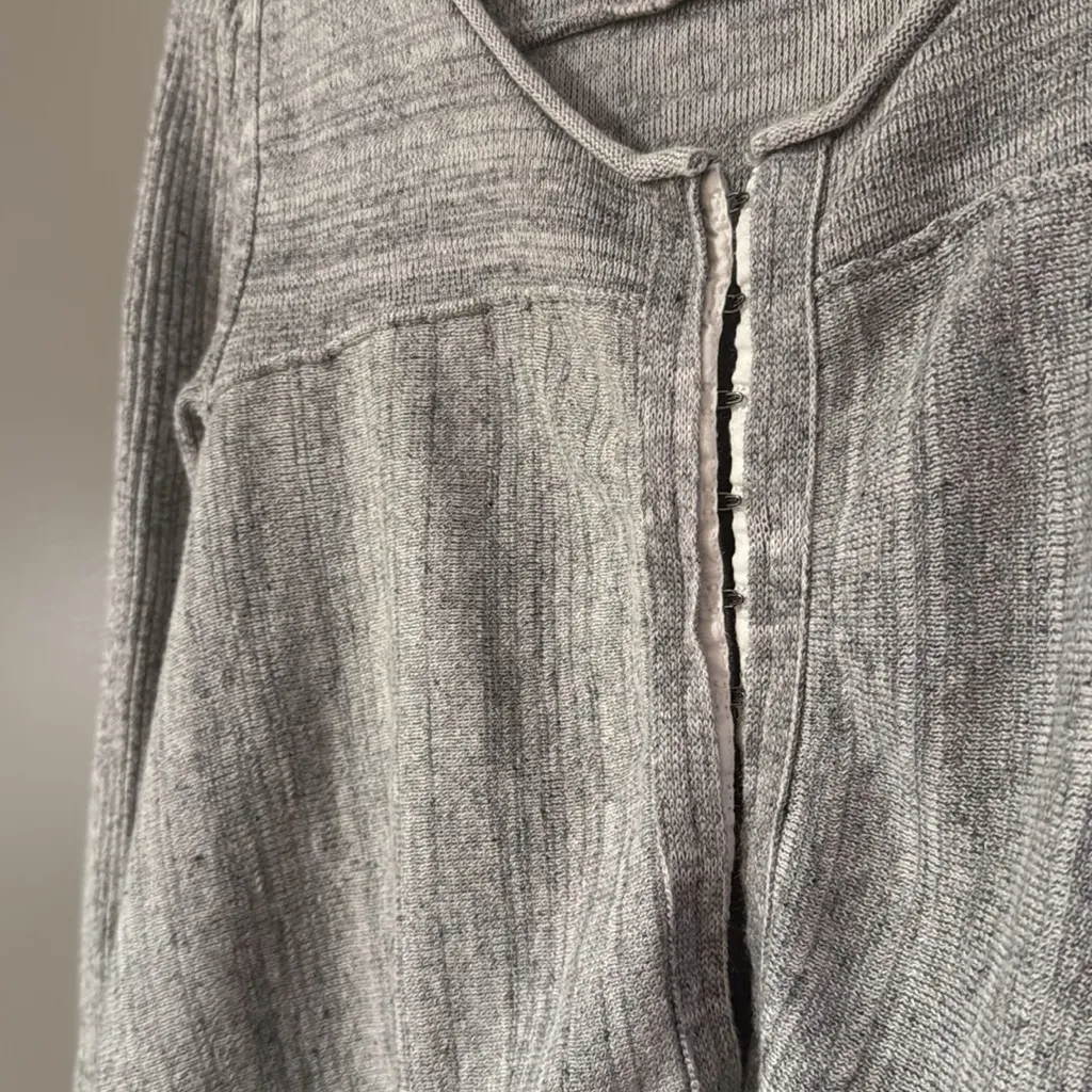 Free People Never Again Hook & Eye Cardigan Sweater Gray Cotton Linen Small - Image 5