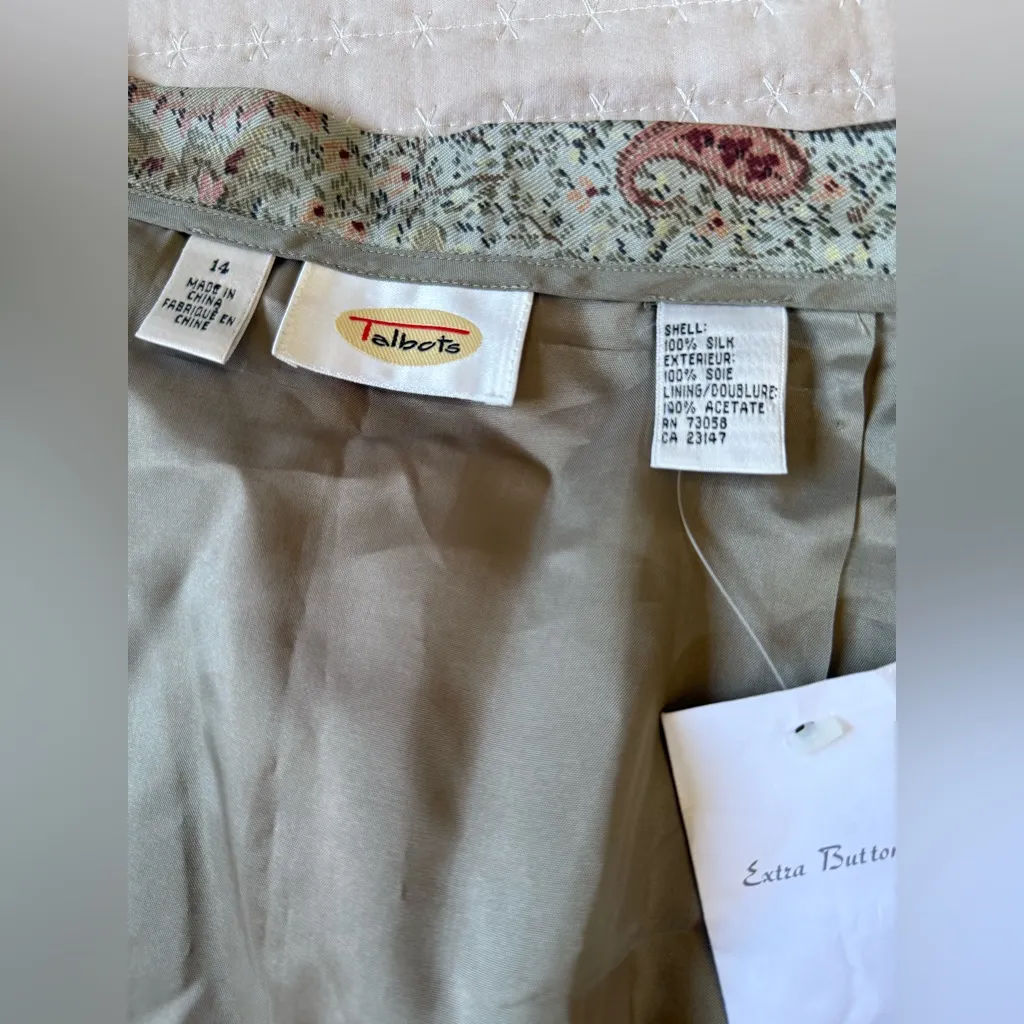 Vintage Talbots Paisley 100% Silk Wrap Maxi Skirt Silver/Beige/Brown 14. NWT‎ Gray - Image 5