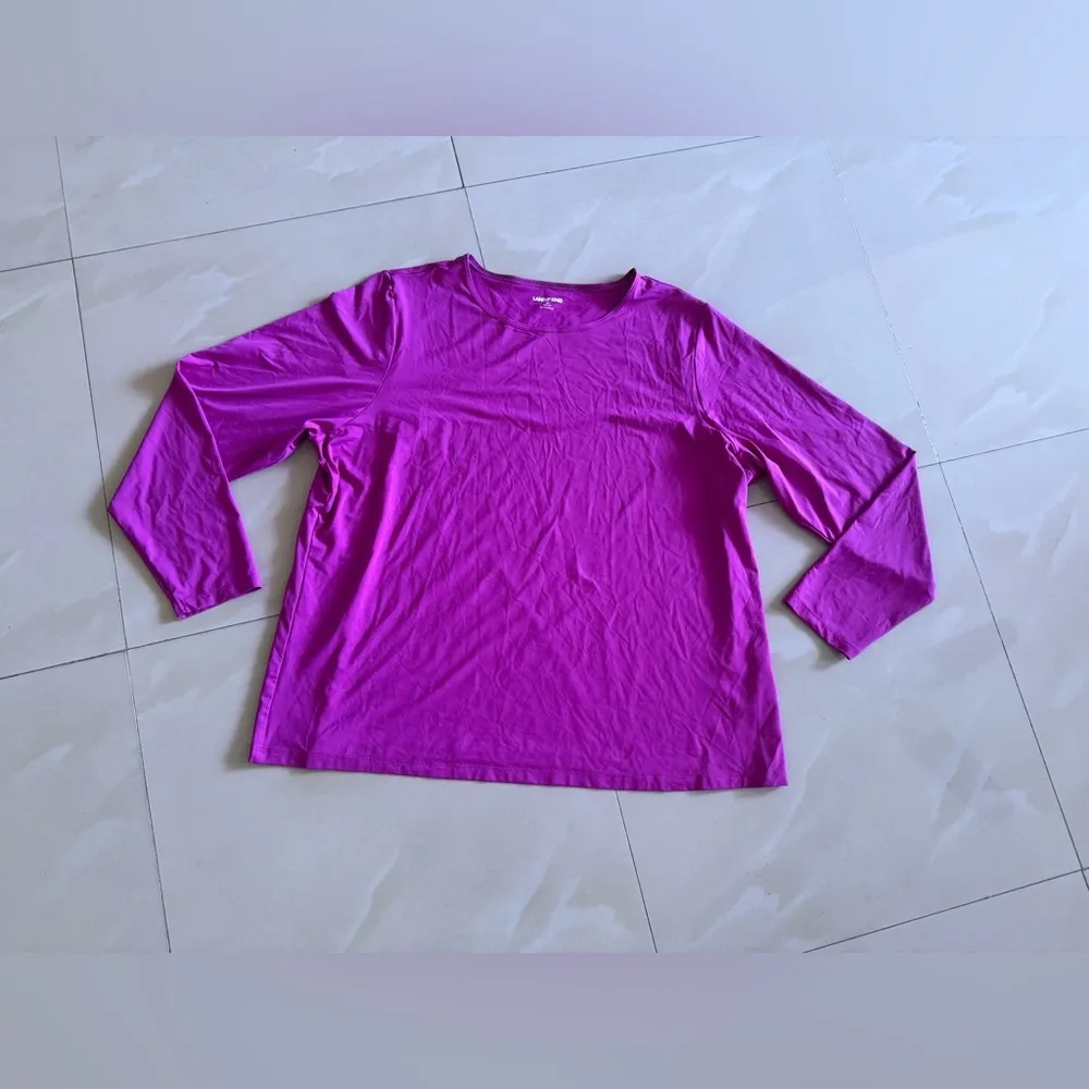 Lands' End Red Fitted Long Sleeve Blouse - Image 14