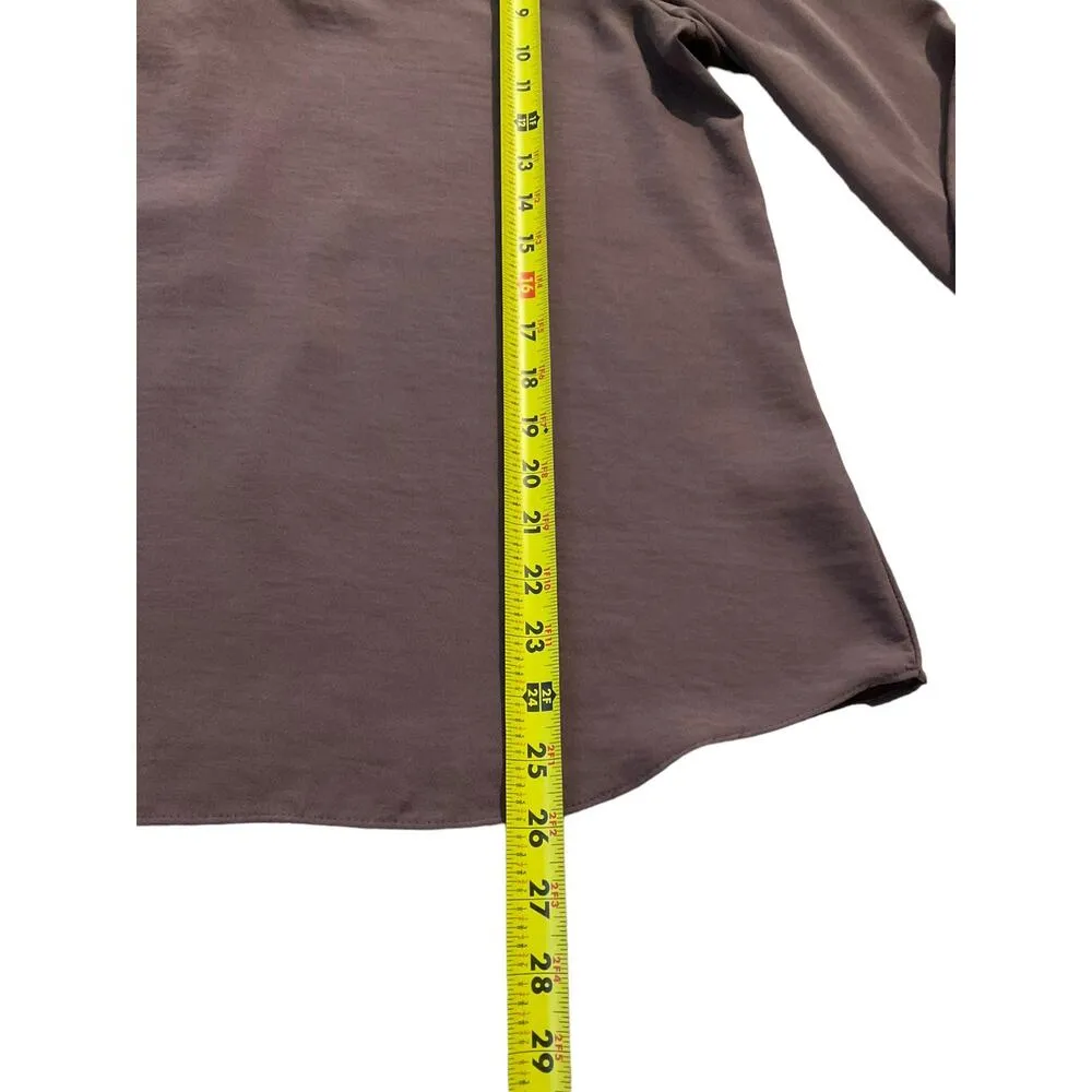 Maurices Brown V-neck Roll Tab Sleeve Blouse Women Size Large | 25-8 - Image 6