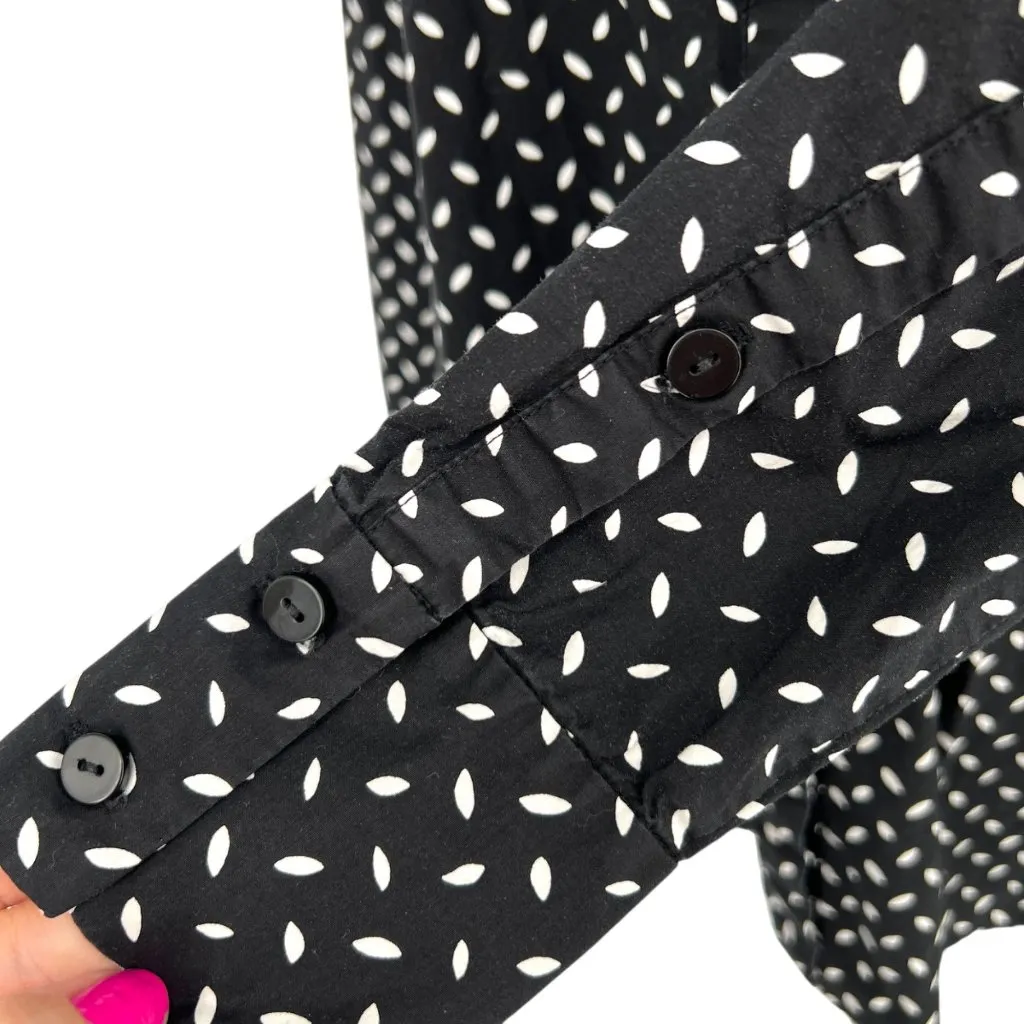 Diane Von Furstenberg Printed Stand Up Collar Button Up Blouse Black Size Small - Image 8