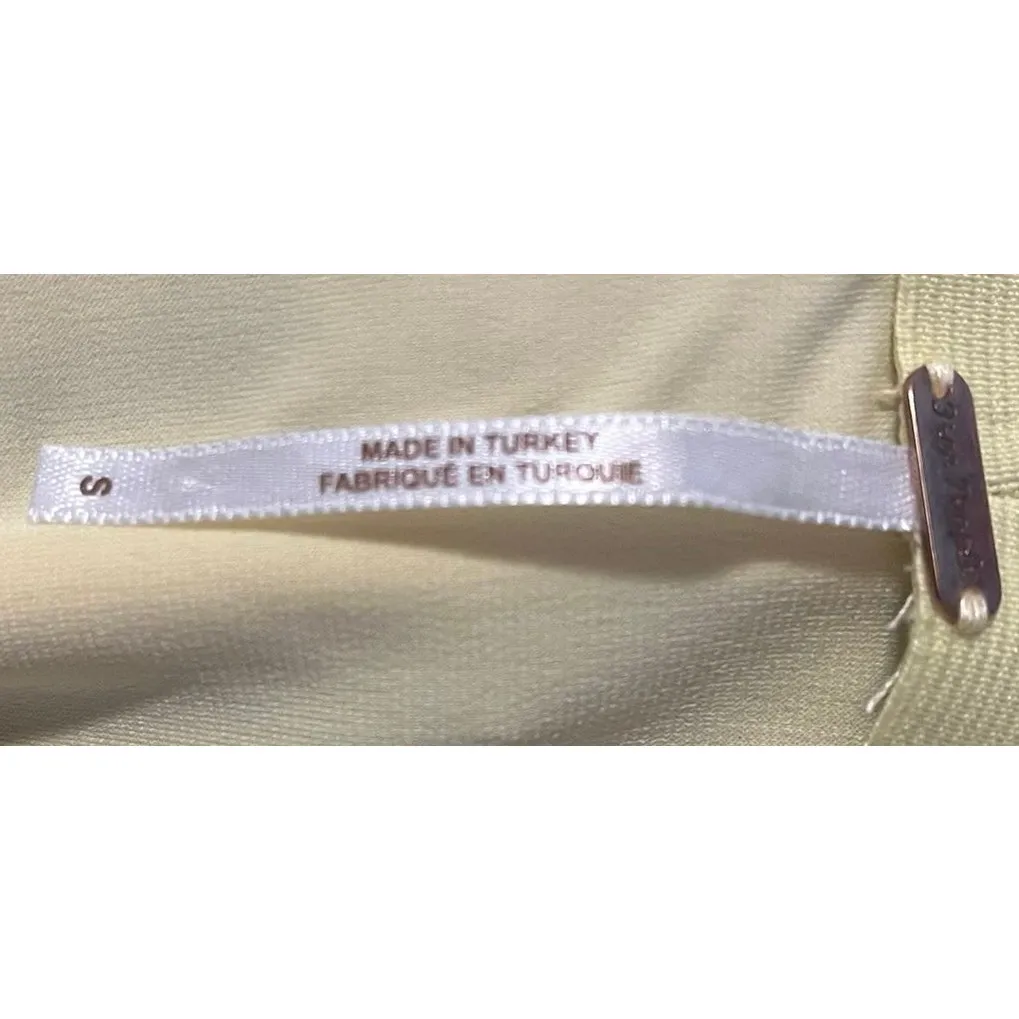 Free People Rosalie Mesh Midi Pull-on Skirt in Yellow with Side Slip Womens sz S - Image 6