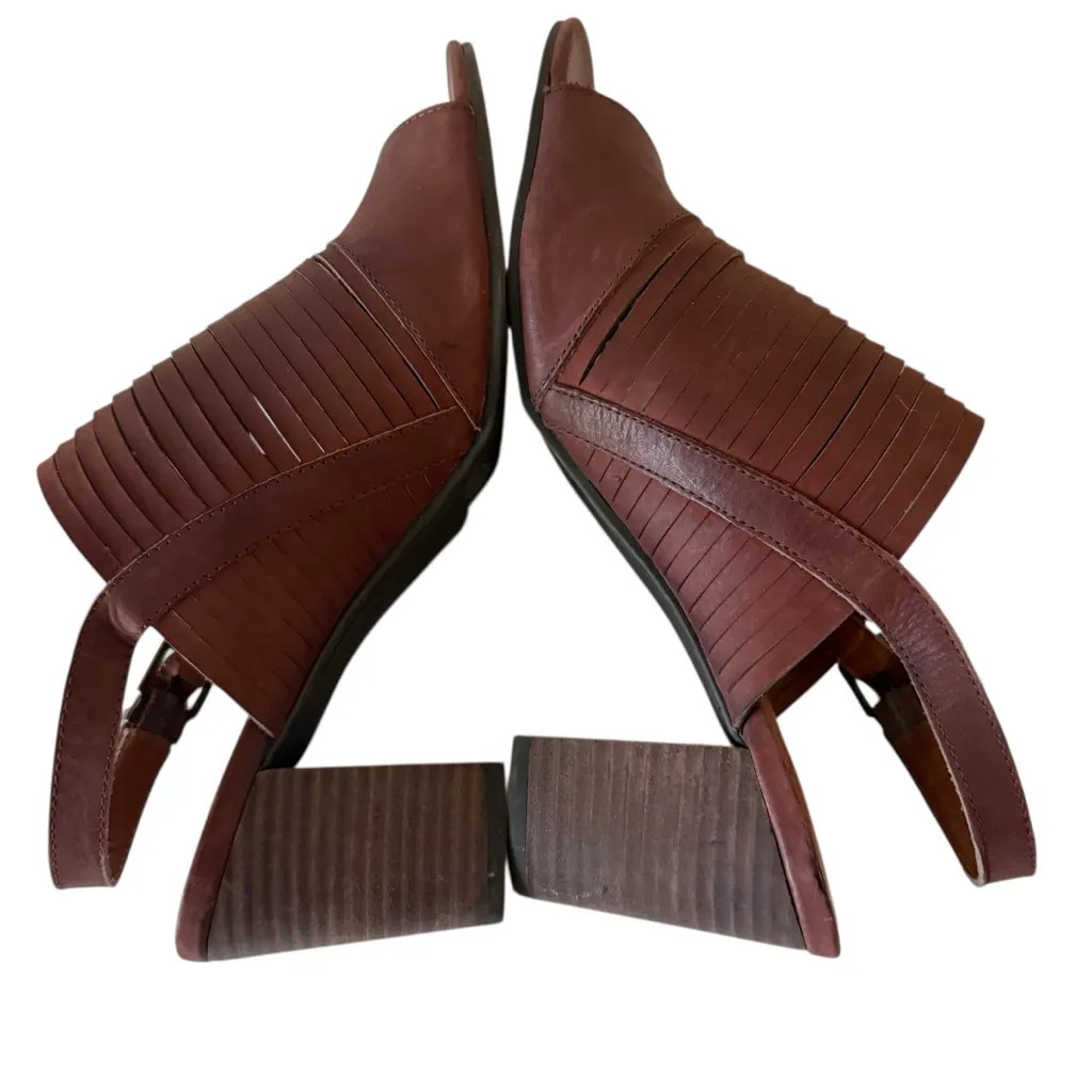 Lucky Brand Women’s  Leather Block Heel Sandals Ankle Peep Toe Slingback SZ 10 - Image 4