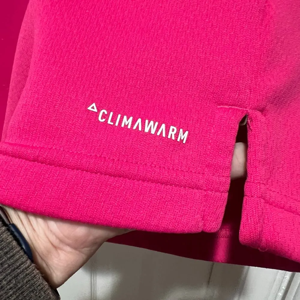 adidas Athletics Pullover Hoodie Climawarm Sweatshirt Sz XL Pink Boxy Short - Image 4